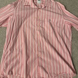 Lacoste Pink and White Striped Men's Shirt